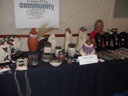 Tammy Tarbell with her pottery